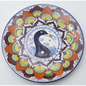 Ente Ceramica Faenza Pottery Decorative Wall Plate 8-inch "Pavona Peacock" Italy